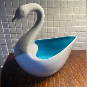 A mid-century Gouda ceramic swan planter